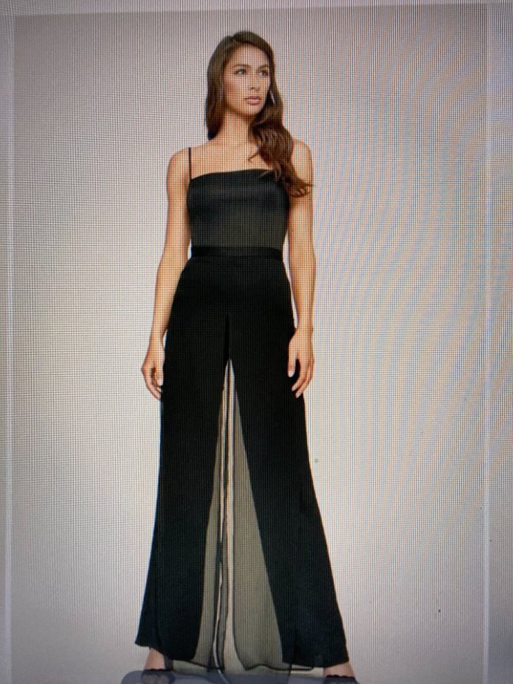 Tadashi Sheer Overlay Wide Leg Seaton Chiffon Panel Pant Navy Glamour 16